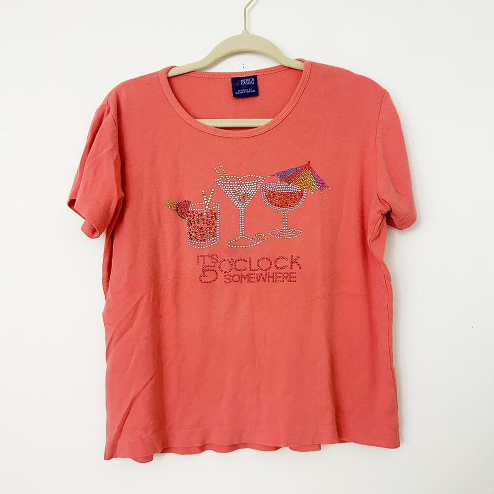Pink Y2K Rhinestone Embellished Short Sleeve Shirt2
